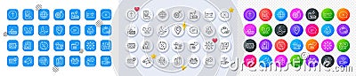 Intersection arrows, Present and Builders union line icons. For web app, printing. Line icons. Vector Vector Illustration