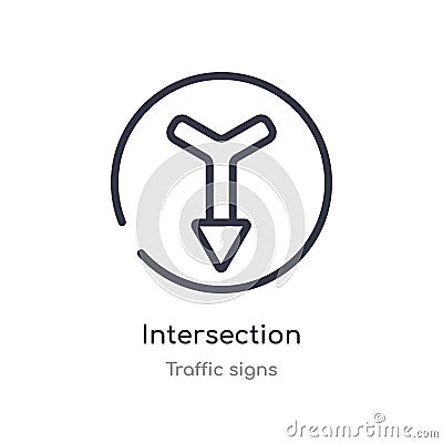 intersection outline icon. isolated line vector illustration from traffic signs collection. editable thin stroke intersection icon Vector Illustration