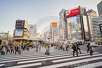 intersection in Shinjuku City, a commercial district in Tokyo, Japan Editorial Stock Photo