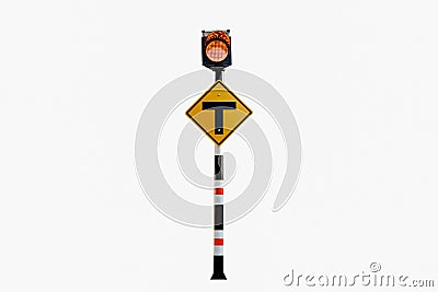 3 Intersection Sign,Solar powered traffic signs , traffic signs Stock Photo