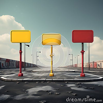 Intersection signposts ensuring safe navigation Stock Photo
