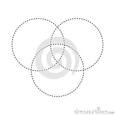 Intersection of three sets circles. Venn diagram of 3 sets Vector Illustration
