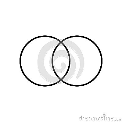 Intersection of two sets and venn diagrams in set theory. Vector Illustration