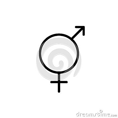 Intersex person symbol. Visual gender representation. Circle with cross and arrow. Pixel perfect, editable stroke icon Vector Illustration