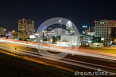 Interstate 35 in Austin Texas at night Editorial Stock Photo