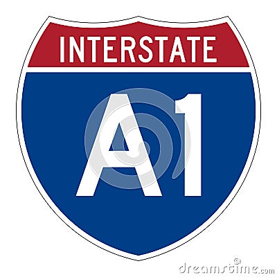 Interstate highway A1 in Alaska road sign Cartoon Illustration