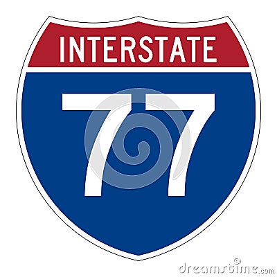 Interstate highway 77 road sign Cartoon Illustration