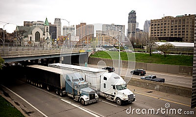 Interstate Highway Traffic Flows Arouund Detroit Michigan Metro Stock Photo