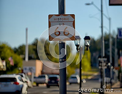 Interstate Route 66 Road Sign Editorial Stock Photo