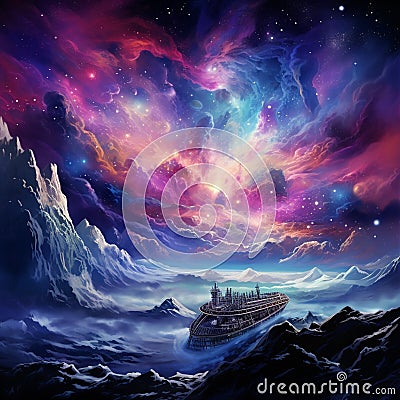 Interstellar Voyage: Exploring the Depths of Infinite Space Stock Photo