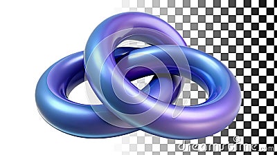 Intertwined blue rings, connected circles, abstract shape, geometric form png transparent image Generative AI Stock Photo
