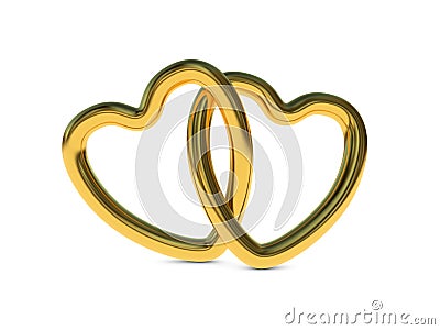 Intertwined gold heart rings Stock Photo