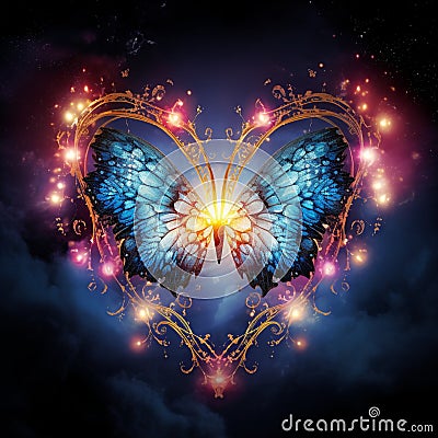 Intertwined Hearts with Mystical Aura Stock Photo