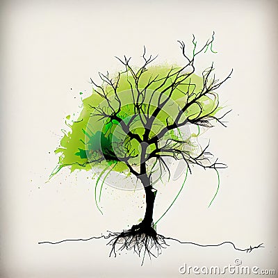 Intertwined Trees with Surreal Design Stock Photo