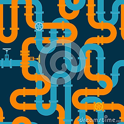 Intertwining pipelines vector seamless pattern in flat style Vector Illustration