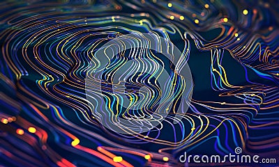 Intertwining streams of information. Cyber funnel, data vortex, neural network, linear entanglement Cartoon Illustration