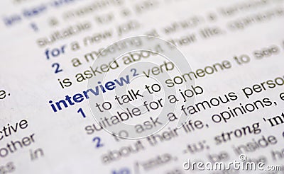 Interview word definition Stock Photo