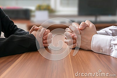 Interview or dialogue between politicians. Negotiation of two statesman Stock Photo