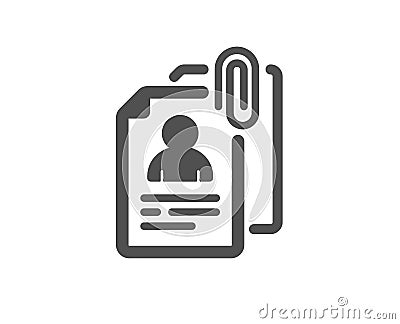 Interview documents icon. CV file attachment sign. Vector Vector Illustration