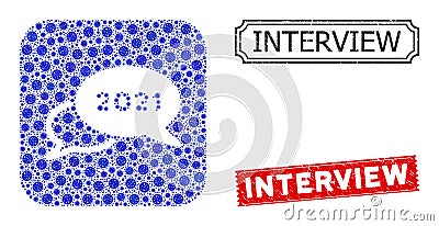 Interview Grunge Rubber Stamps with Virus Inverted Mosaic 2021 Webinar Stock Photo