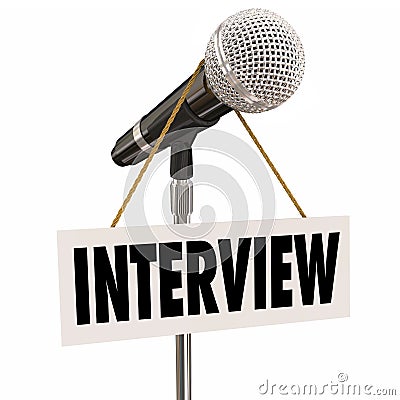 Interview Hanging Sign Microphone Word Questions Answers Speaker Stock Photo