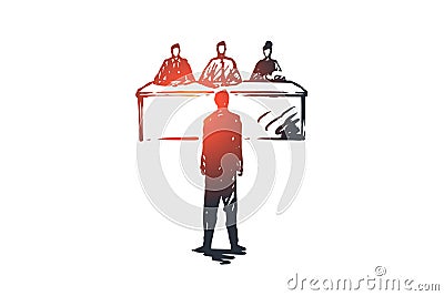 Interview, job, work, meeting, office concept. Hand drawn isolated vector. Vector Illustration