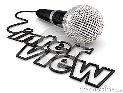 Interview Microphone Cord Wire Word Radio Podcast Discussion Stock Photo