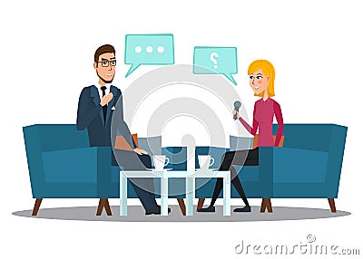 Interview with movie star. Interviews with politicians Vector Vector Illustration