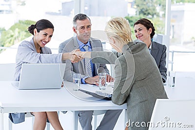 Interview panel listening to applicant Stock Photo
