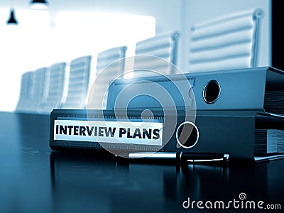 Interview Plans on Office Binder. Blurred Image. Stock Photo