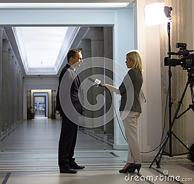 Interview with a politician Editorial Stock Photo