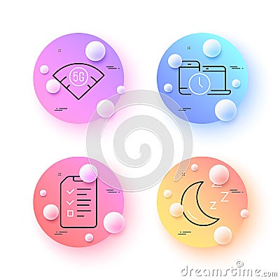 Interview, Time management and Moon minimal line icons. For web application, printing. Vector Vector Illustration