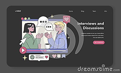 Interviews and Discussions concept. Flat vector illustration. Vector Illustration