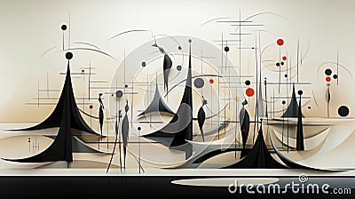 The interweaving of lines and figures creating a harmonious compositional balanc Stock Photo