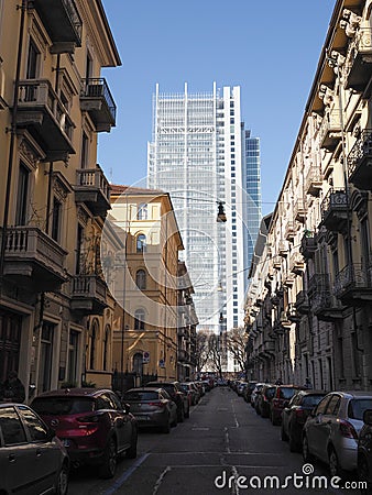 Intesa San Paolo skyscraper in Turin Editorial Stock Photo