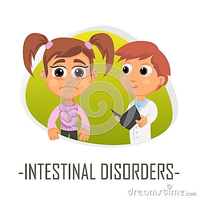 Intestinal disorders medical concept. Vector illustration. Cartoon Illustration