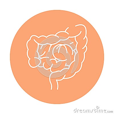 Intestinal obstruction color line icon. Human diseases. Vector Illustration