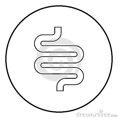 Intestine or bowels icon black color in circle round Vector Illustration
