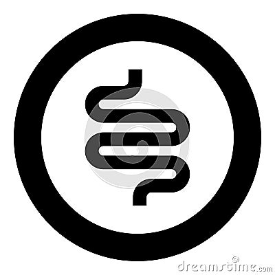 Intestine or bowels icon black color in circle round Vector Illustration