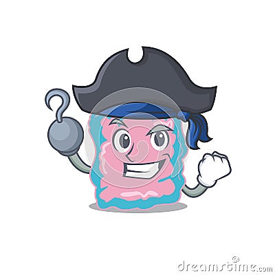 Intestine cartoon design in a Pirate character with one hook hand Vector Illustration