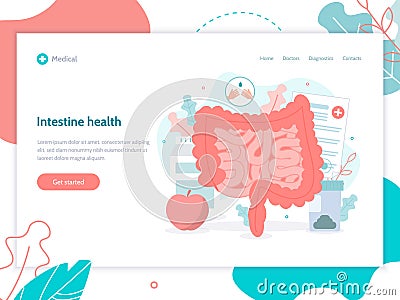 Intestine health medical web page Vector Illustration