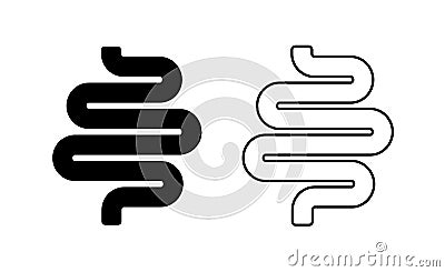 Intestine icon. Gut icon. Digestion in bowel. Constipation, diarrhea, inflammation in intestine. Symbol of healthy of stomach and Vector Illustration