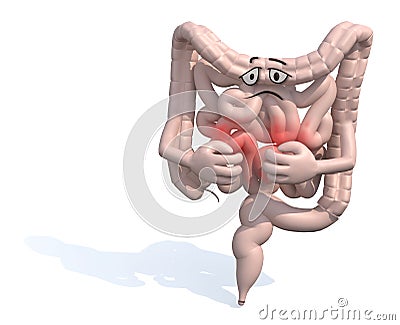 Intestine problems ache health illness Cartoon Illustration