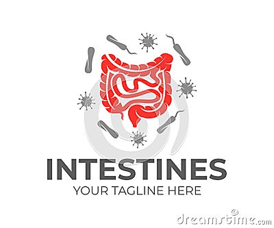 Intestines and bacteria, logo design. Health, medicine, hygiene and healthcare, vector design Vector Illustration