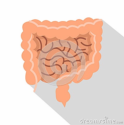 Intestines icon, flat style Vector Illustration