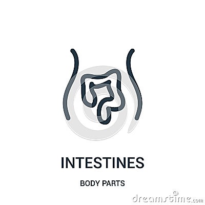 intestines icon vector from body parts collection. Thin line intestines outline icon vector illustration Vector Illustration