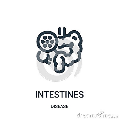 intestines icon vector from disease collection. Thin line intestines outline icon vector illustration. Linear symbol for use on Vector Illustration