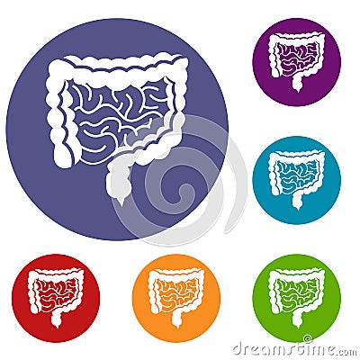 Intestines icons set Vector Illustration