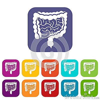 Intestines icons set Vector Illustration