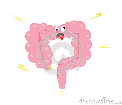 Intestines on a white background. Bloating. Vector Illustration